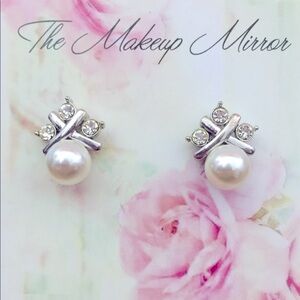 Vintage Avon Earrings with Faux Pearl & Rhinestones